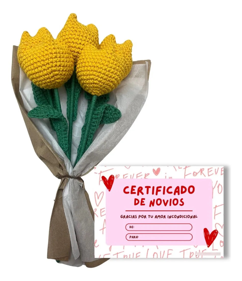 RAMO DE FLORES ETERNO + CERTIFICADO DE AMOR